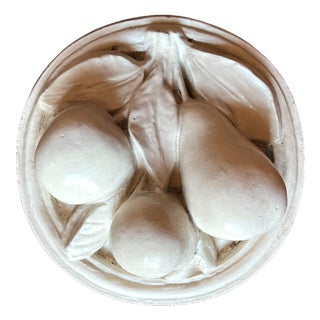 Vintage Plaster Fruit Relief Plaque Italian Neoclassical Style 8” After Bunny Williams Home For Sale