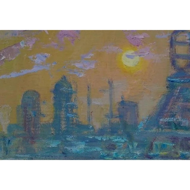 Industrial Landscape Oil Painting, Soviet Ukrainian Art, 1983 34,5-51 For Sale - Image 4 of 6