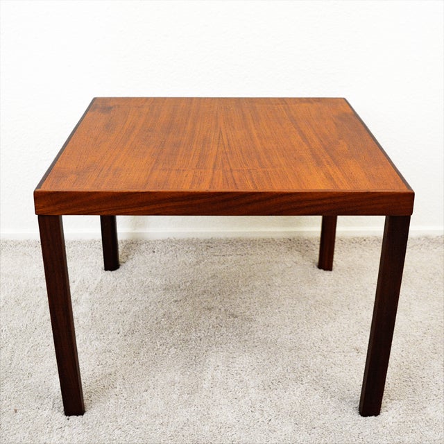 Brown 1960s Danish Modern Hans Olsen for Finn Lindebo Teak and Rosewood Side Tables - a Pair For Sale - Image 8 of 13