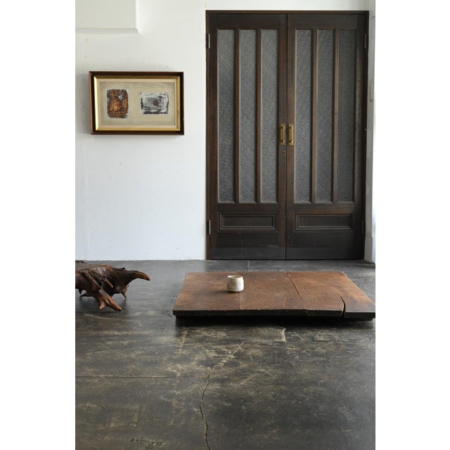 Antique Japanese Wooden Work Board / Wall-Mounted Object/ Wabi-Sabi Low Table For Sale - Image 16 of 18