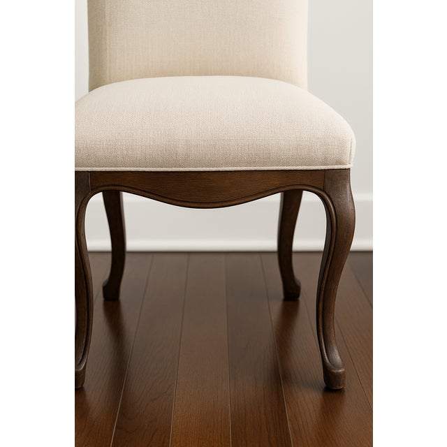 Early 21st Century Pair of Restoration Hardware Linen-Upholstered Side Chairs For Sale - Image 5 of 5