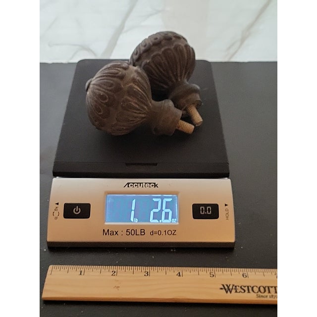 Black Antique Urn Cast Bronze Architectural Garden Finials, A Pair For Sale - Image 8 of 8