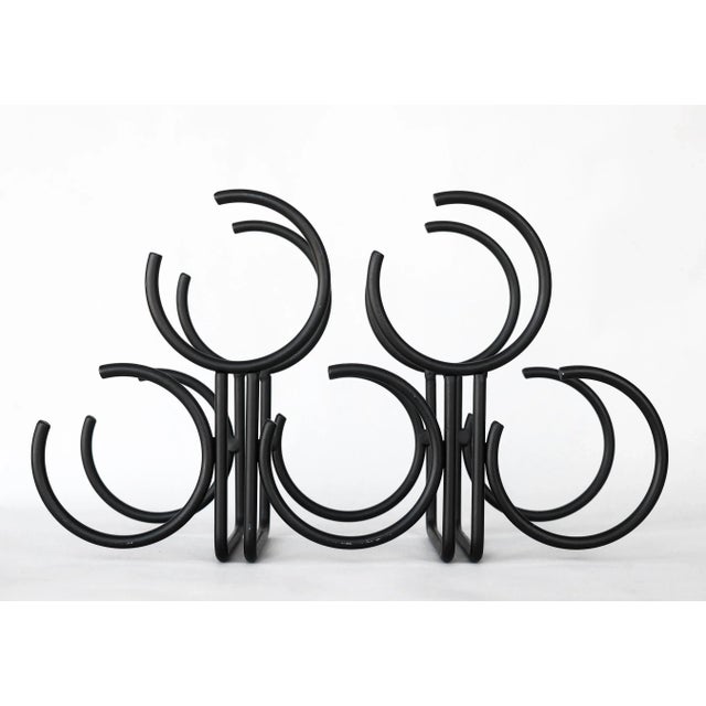 Postmodern Vintage Postmodern Black Metal Open Rings 6-Bottle Wine Rack For Sale - Image 3 of 10