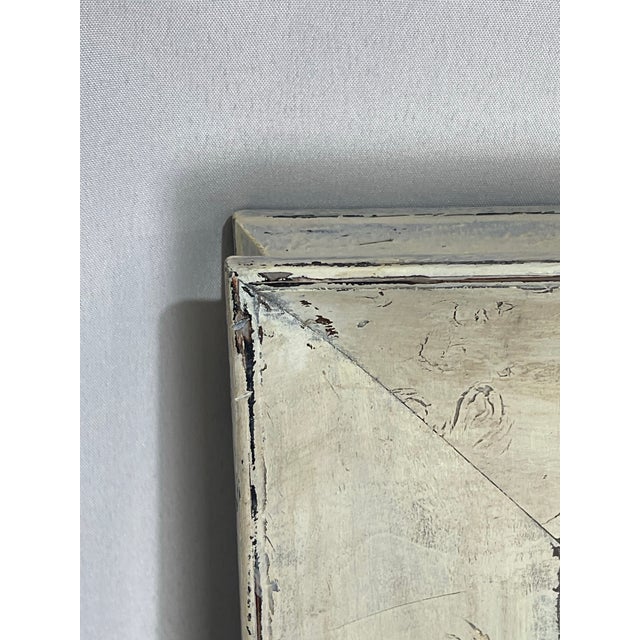 White 1984 Vintage Expressionist Floral Still Life Oil Painting in Distressed White Frame For Sale - Image 8 of 10
