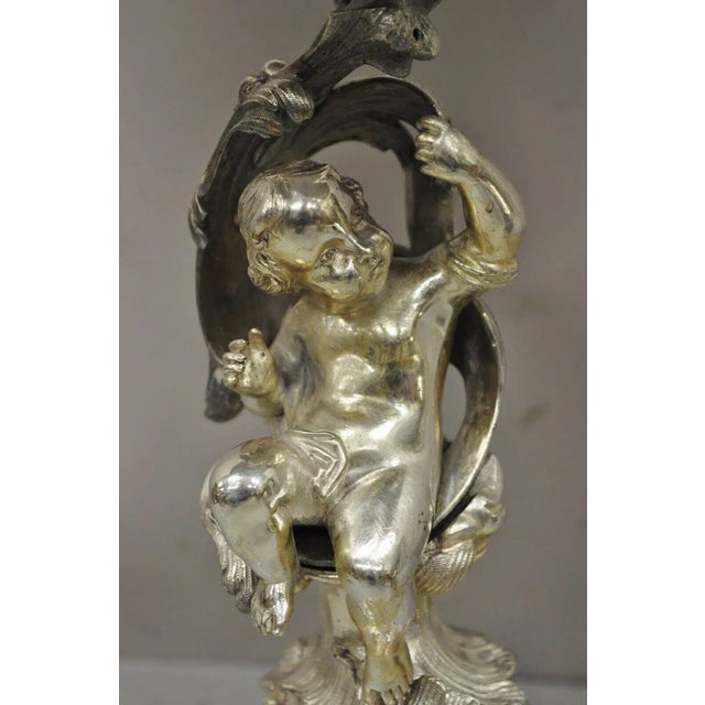Rococo French Rocco Style Silver Plated Cherub Dome Centerpiece Fruit Bowls - a Pair For Sale - Image 3 of 13