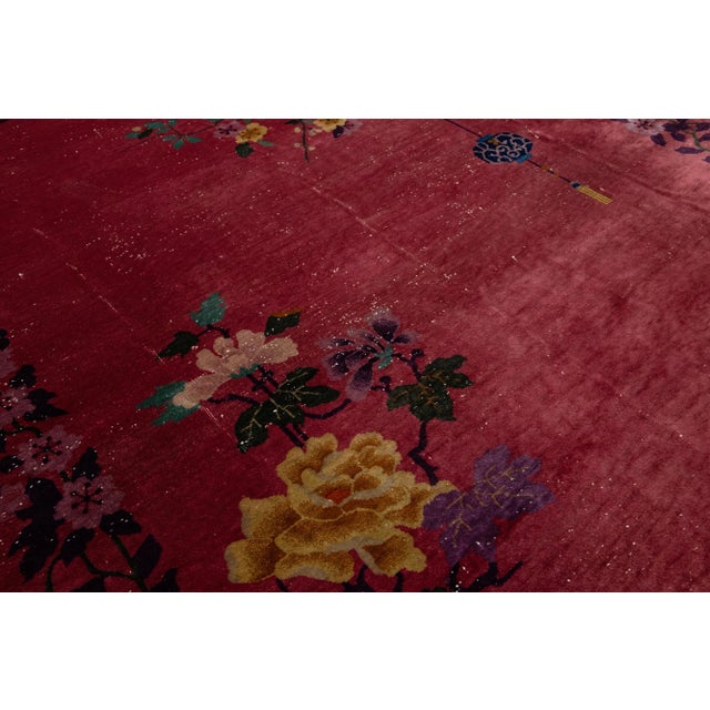 1920s Room Size Red Art Deco Chinese Designed Wool Rug From the 1920s For Sale - Image 5 of 10