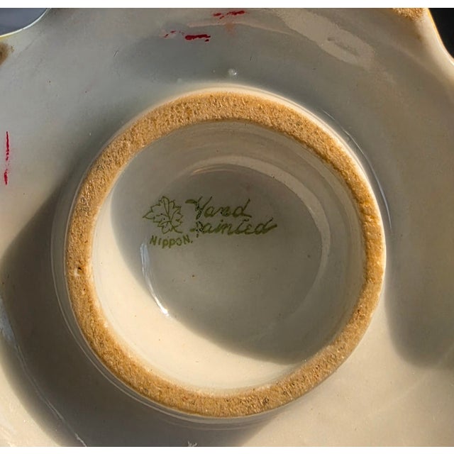 Traditional Nippon Hand Painted Flowers Vase With Two Gilded Handles For Sale - Image 3 of 7