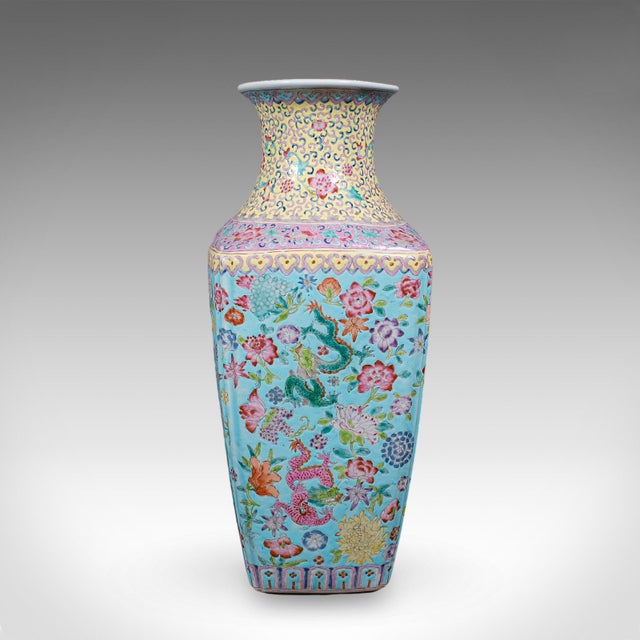 Art Deco Vintage Famille Rose Display Vase, Oriental, Ceramic, Flower Urn, Art Deco, 1940 For Sale - Image 3 of 12