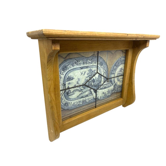 Pine Wood Shelf With Chinoiserie Glass Design For Sale In New York - Image 6 of 11