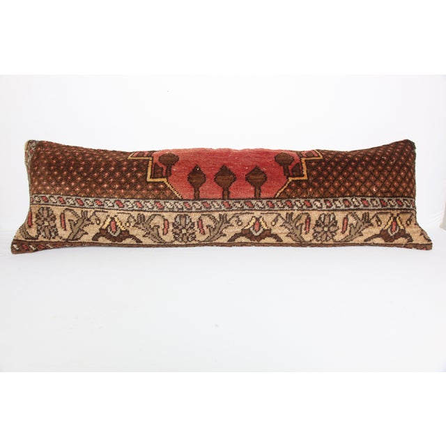 Red - Authentic Tribal Carpet Rug Lumbar Pillow Cover, Handmade -14'' X 47'' For Sale - Image 8 of 12