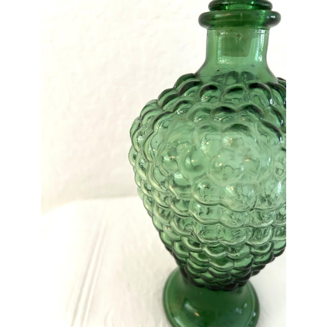 Victorian Vintage Green Bubble Glass Decanter For Sale - Image 3 of 5