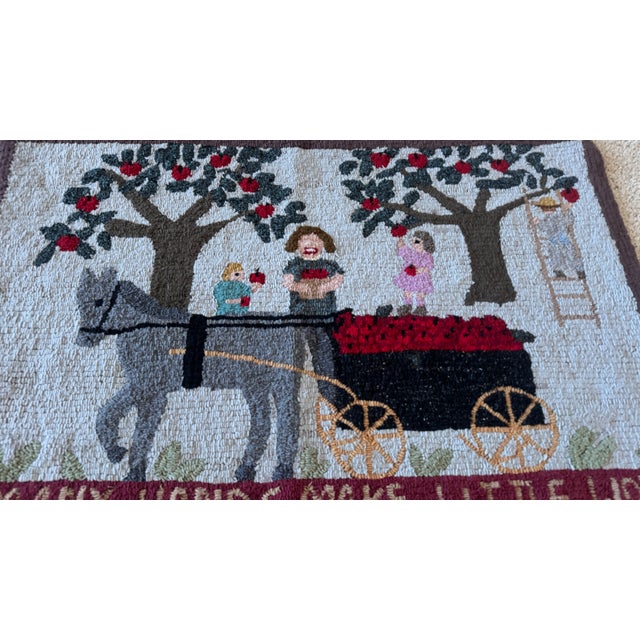 HANDMADE ,Handpicked, pre-owned, Antique Wool Pictorial, " Many Hands Make Little Work" FOLK ART Handmade , One-Of-A...