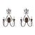 French Louis XV Style Wrought Iron & Crystal Two Arm Wall Sconce, a Pair For Sale
