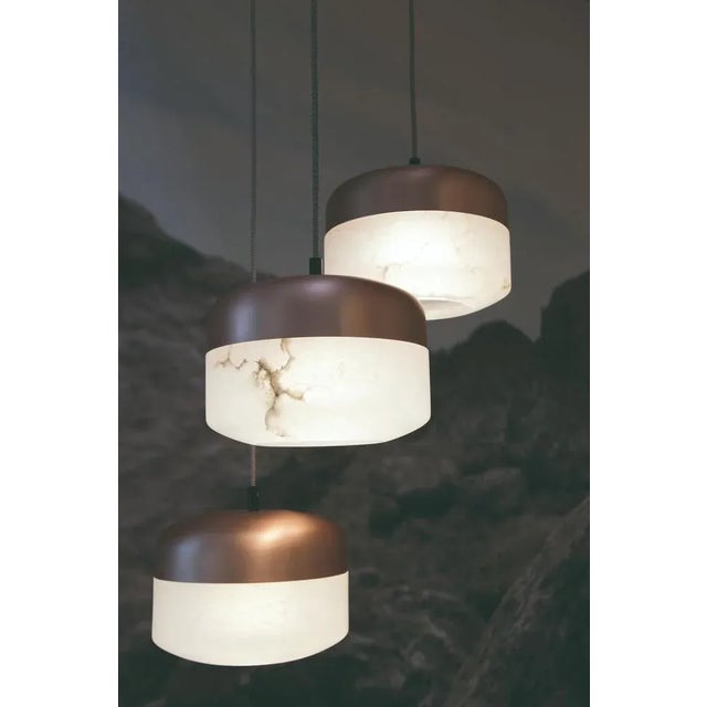 Stone Copper 3 Pendant Lamp by United Alabaster For Sale - Image 7 of 9
