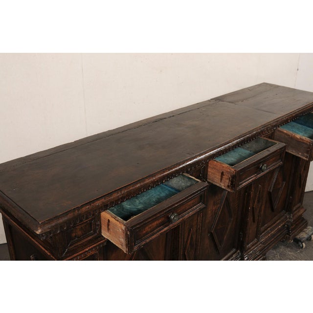 Wood Early 18th C Italian Diamond Panel Credenza For Sale - Image 7 of 11