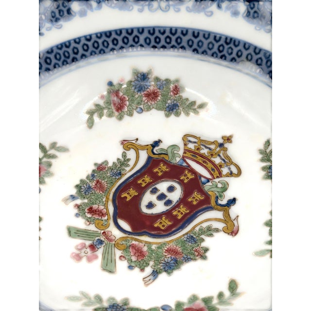 Vintage Blue and White Chinoiserie Porcelain Crown Bowl For Sale - Image 10 of 12