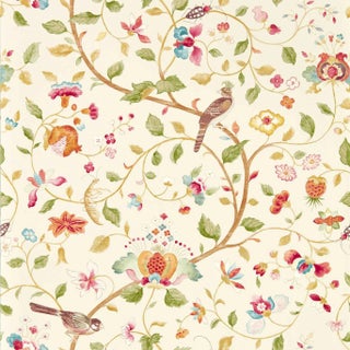 Sanderson Aril’s Garden Wallpaper in Olive/Mulberry - a Sample For Sale