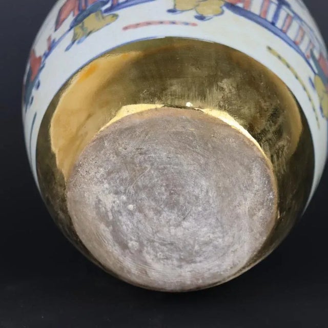 Ceramic Chinese Vintage Ceramic Pot,Gold Ground Blue and White Famille Verter Porcelain Jar Hand Painted Eight Immortals Pattern For Sale - Image 7 of 7