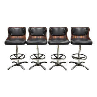 Vintage Daystrom Mid Century Modern Faux Rosewood Laminate Barstools - Set of 4 For Sale