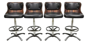 Vintage Daystrom Mid Century Modern Faux Rosewood Laminate Barstools - Set of 4