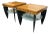 Postmodern Figured Maple + Frosted Glass End Tables For Sale