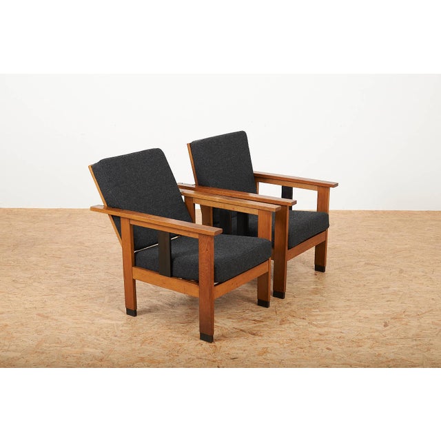 Black Upholstered Lacquered Wood Armchairs, Set of 2 For Sale - Image 6 of 14