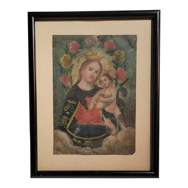 19thc Retablo Catholic Framed Art For Sale