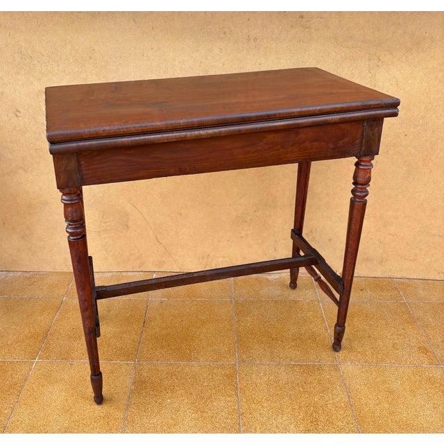 Wood English Oak Games Table with Green Felt Top, 1930s For Sale - Image 7 of 7