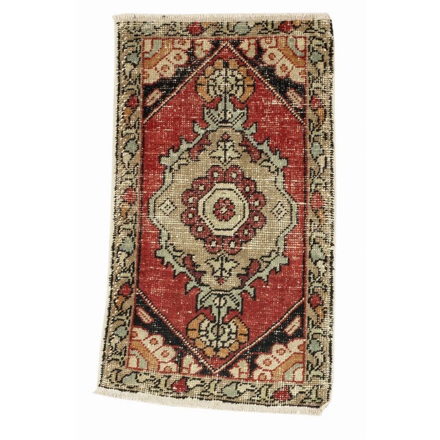 Vintage Mini Worn Rug For Sale - Image 4 of 4