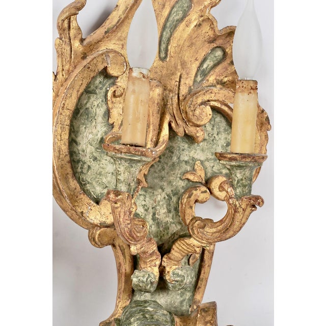 18th Century 18th Century Italian Giltwood Sconces - Pair For Sale - Image 5 of 11
