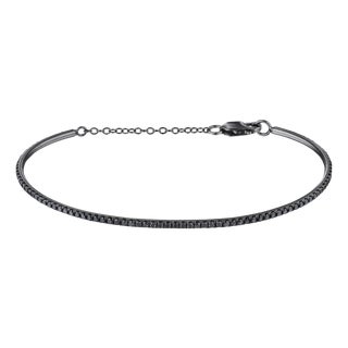 1 Carat Micro-Pave Black Diamond Bangle Bracelet 18 Karat White Gold For Sale