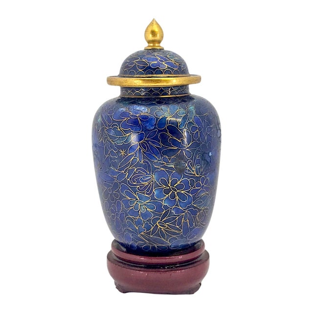 Late 1960s–1970s Jingfa Beijing Cloisonné Ginger Jar With Stand For Sale - Image 9 of 14