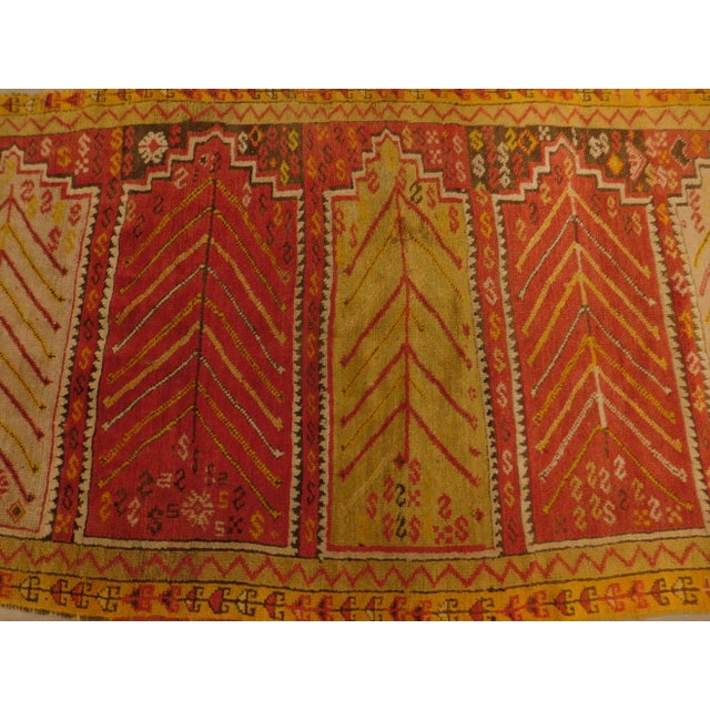 Antique Hand Knotted Turkish Oushak Runner Saf Rug 3'2"x 6'9" For Sale - Image 4 of 13