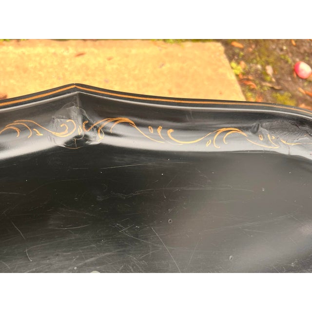Antique Hand Painted Signed English Hand Painted Tole Tray Top Coffee Table For Sale - Image 10 of 10