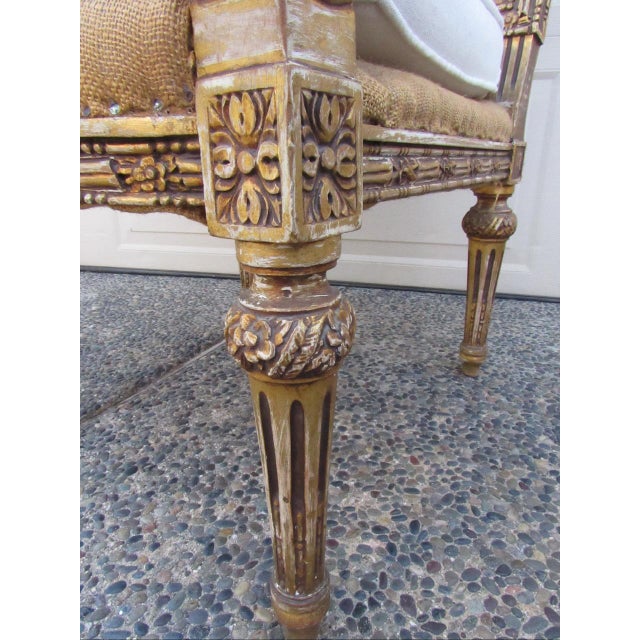 Pair of Antique French Louis XVI Style Giltwood Armchairs For Sale - Image 12 of 18