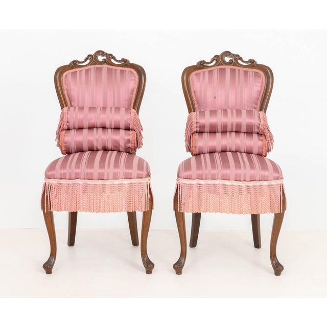 Pair of Victorian Style Walnut Slipper Chairs For Sale In New York - Image 6 of 11