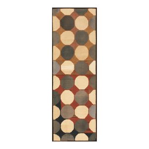 1960s Multicolor Circles Vintage American Hooked Rug 4'1'' X 8'9'' Handknotted Wool Carpet