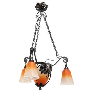 Art Deco Pate De Verre Ceiling Lamp attributed to Schneider, 1930s For Sale