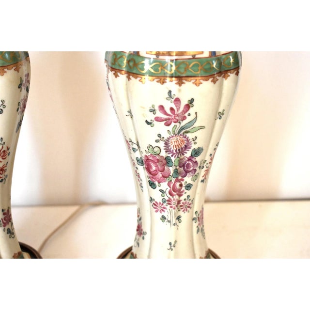 White Antique 19th-Century Samson Chinese Export Porcelain Table Lamps - a Pair For Sale - Image 8 of 13