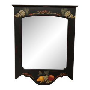 Painted Black Fruit Motif Wall Mirror