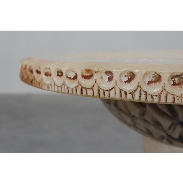 Carved Alabaster Pedestal with Engraved Figures, Italy, 1900s For Sale - Image 4 of 11