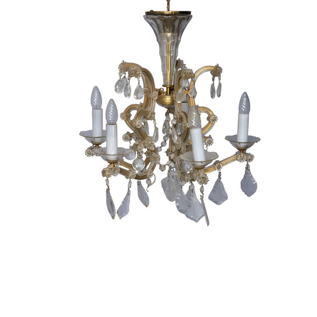 1960s Gilded Murano Glass Chandelier in the style of Ca Rezzonico, 1960s For Sale - Image 5 of 10
