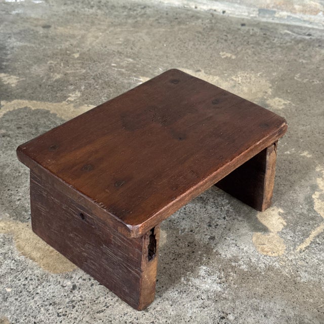 Small Upcycled Teak Stool, 1990s For Sale - Image 9 of 12