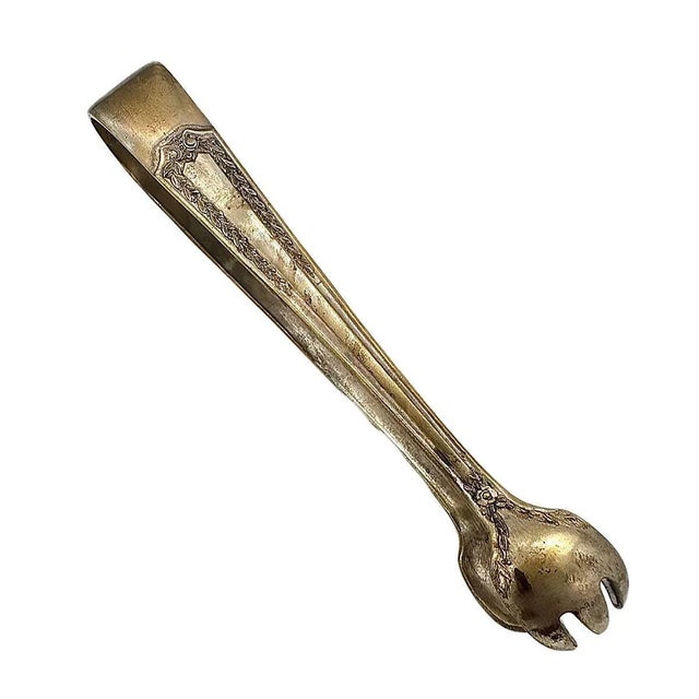 Art Deco Silver Plate Clawed Sugar Barware Tongs by Sheffield, 1930s For Sale - Image 3 of 4