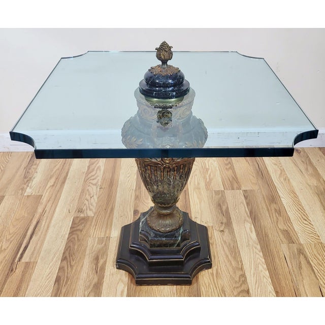 Antique French 19th C Louis XVI Glass Marble & Gilt Bronze Urn Vase Side Table For Sale - Image 4 of 13