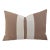 French Brown W/ Cream Appliqué Stripes Wool/Linen Feather/Down Pillow For Sale