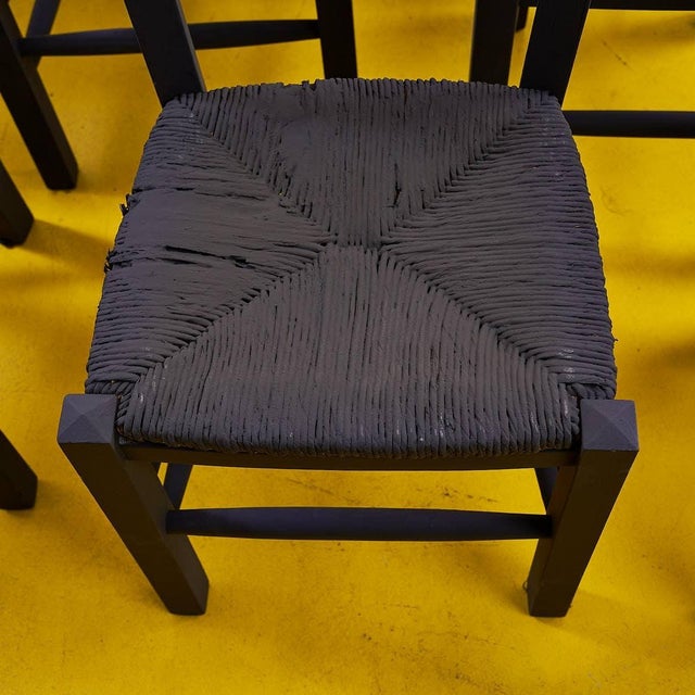 Vintage Black Wooden Chairs, Set of 9 For Sale - Image 3 of 13