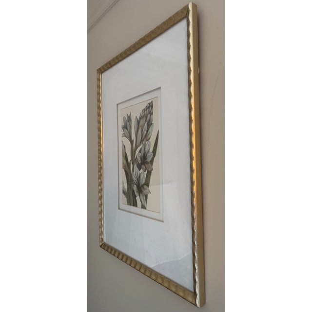 Wood Set of 3 Lauren Galleries Framed Hand-Embellished Botanical Floral Prints For Sale - Image 7 of 11