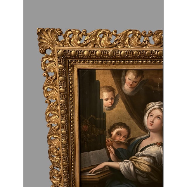 Antique Gilt Framed Old Masters Oil Painting on Canvas Saint Cecilia This painting is an Old Master copy of Sebastiano...