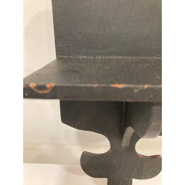 Paint Antique Folk Art Carved Wood Wall Shelf With Black Paint For Sale - Image 7 of 8